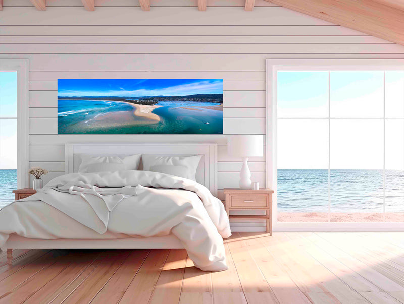 Merimbula Lake super-wide panorama wall art on acrylic, Sapphire Coast NSW