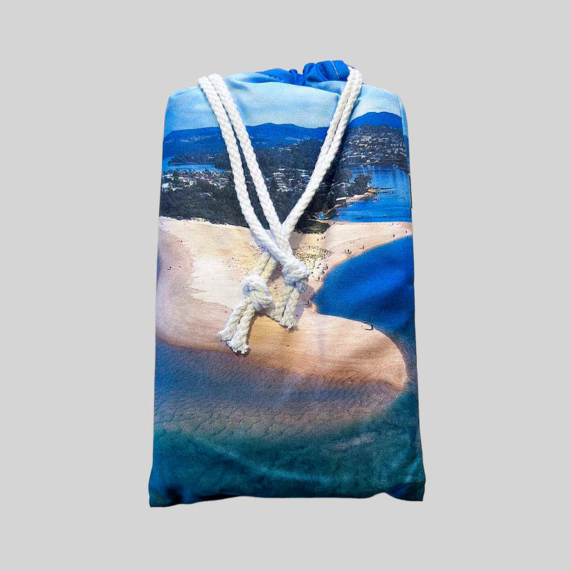 Merimbula Lake quick-dry beach towel, Sapphire Coast gifts NSW