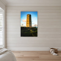 Ben Boyd Tower acrylic panel wall art in a coastal bedroom