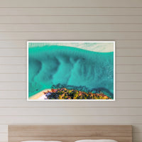 Pambula River Bird's Eye View in a white frame without a mat, in a bedroom