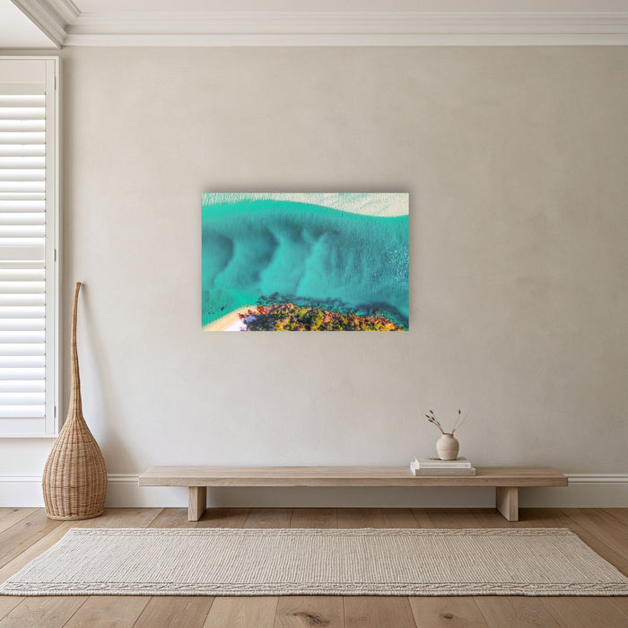 Pambula River Bird's Eye View acrylic panel wall art in a hallway
