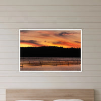 Top Lake Oyster Leases at Sunset in a white frame without a mat, in a bedroom