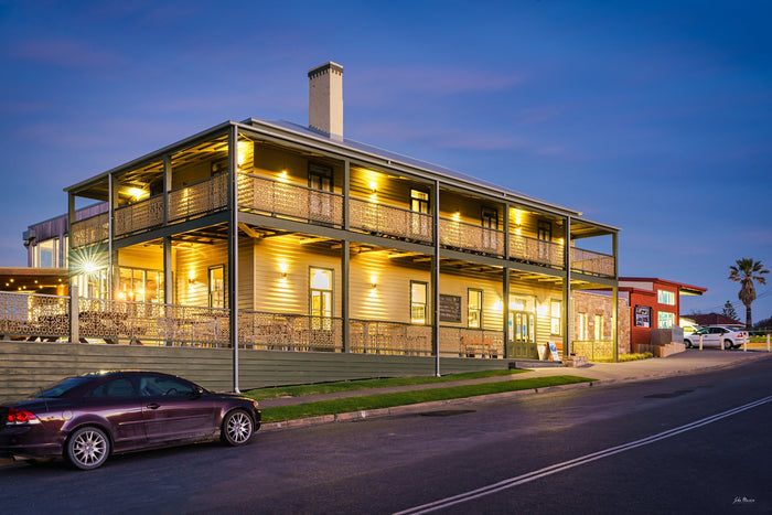 Tathra Hotel print, classic Sapphire Coast pub at golden sunset — fine art print