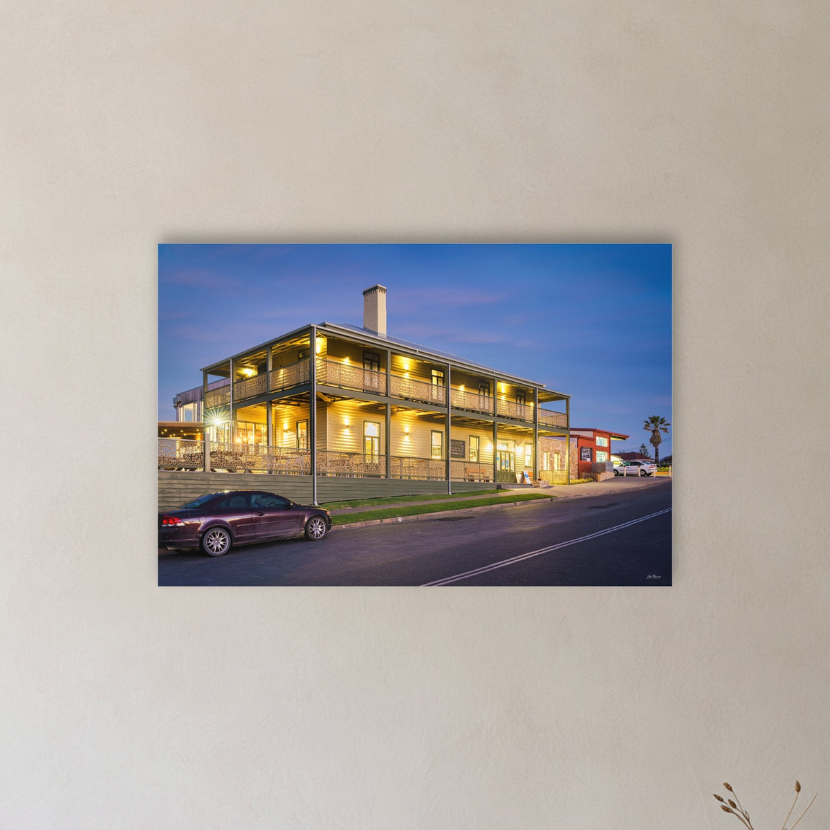 Tathra Hotel acrylic panel wall art in a hallway