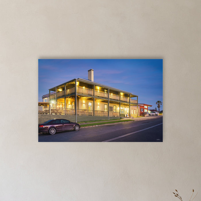 Tathra Hotel acrylic panel wall art in a hallway