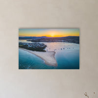 Fishpen Aerial View acrylic panel wall art in a hallway