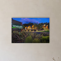 Wheelers Restaurant acrylic panel wall art in a hallway