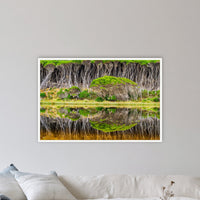 Bournda Lagoon Reflections in a white frame without a mat, on a lounge room wall