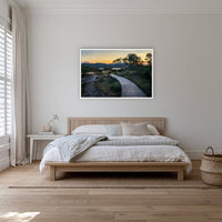 Merimbula Boardwalk — Four in a white frame without a mat, on a coastal bedroom wall