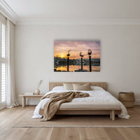 Pelican Sculptures acrylic panel wall art in a warm-toned bedroom