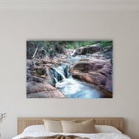 Biamanga Cultural Area acrylic panel wall art in a warm-toned bedroom