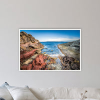 North Head Worang Point in a white frame without a mat, on a lounge room wall