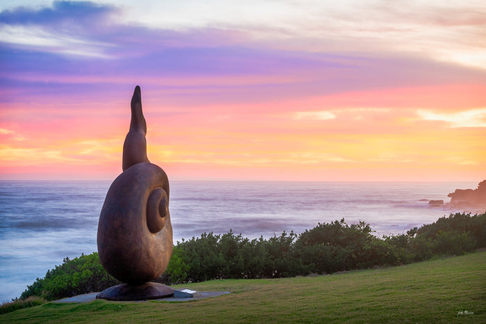 The Tide Spiral sculpture at dawn on the Short Point headland, Merimbula — fine art print