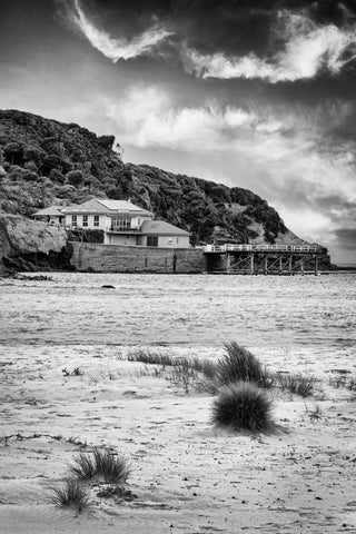 Merimbula Wharf from Main Beach — Black & White Wall Art | NSW