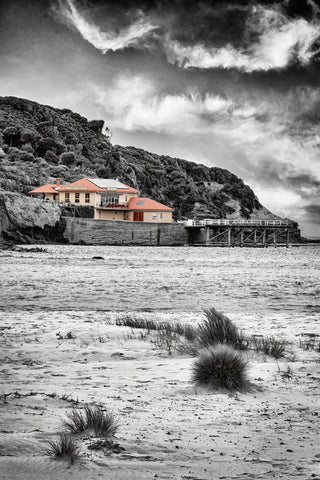 Merimbula Wharf from Main Beach — B&W with Colour Wall Art | NSW