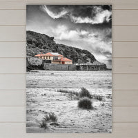Merimbula Wharf from Main Beach acrylic panel wall art in a coastal bedroom