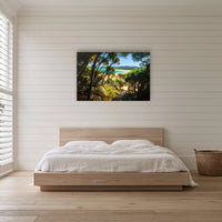 Wallagoot Lake acrylic panel wall art in a bedroom