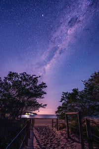The Milky Way arching above Main Beach, Merimbula — fine art print
