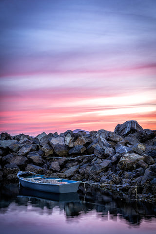 Eden Showtime, Harbour Dinghy at Dusk — Coastal Wall Art Print