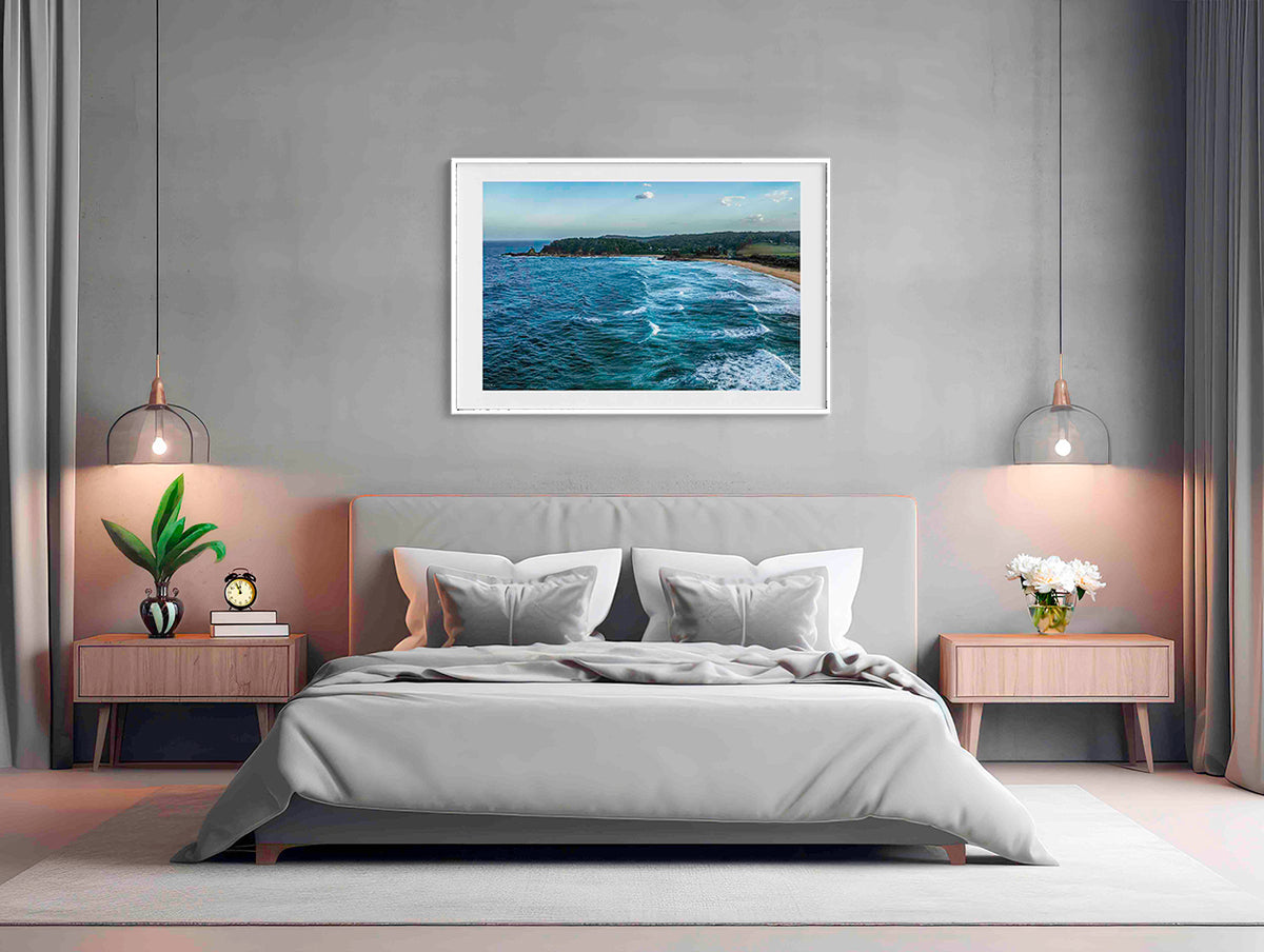 Cuttagee Beach in white frame wall art
