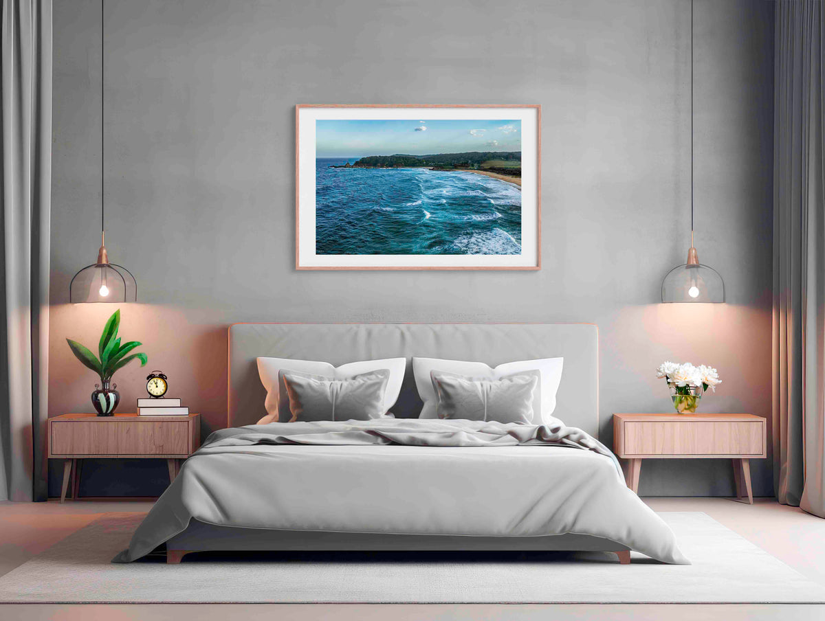 Cuttagee Beach in timber frame wall art