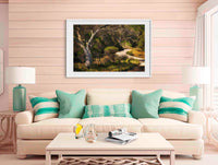 Merimbula Boardwalk in white frame wall art