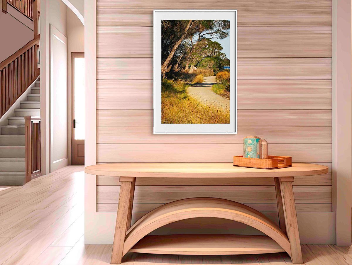 Merimbula Boardwalk Three wall art — mangrove canopy walk at sunset, NSW