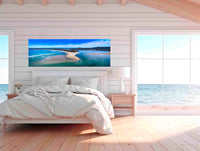 Merimbula Lake and coastline aerial panorama — acrylic wall art, Sapphire Coast NSW
