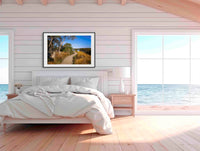 Merimbula Boardwalk Five wall art — sunset boardwalk at golden hour, Merimbula NSW
