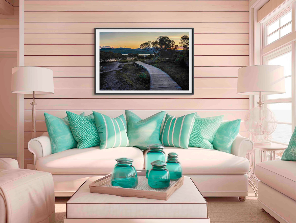 Merimbula Boardwalk Four in black frame