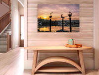 Pelican sculptures Merimbula acrylic panel print