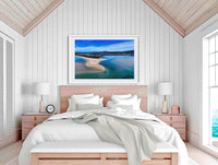 Merimbula Lake and Coastline in white frame wall art