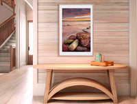 Sunset from Merimbula Wharf in timber frame wall art