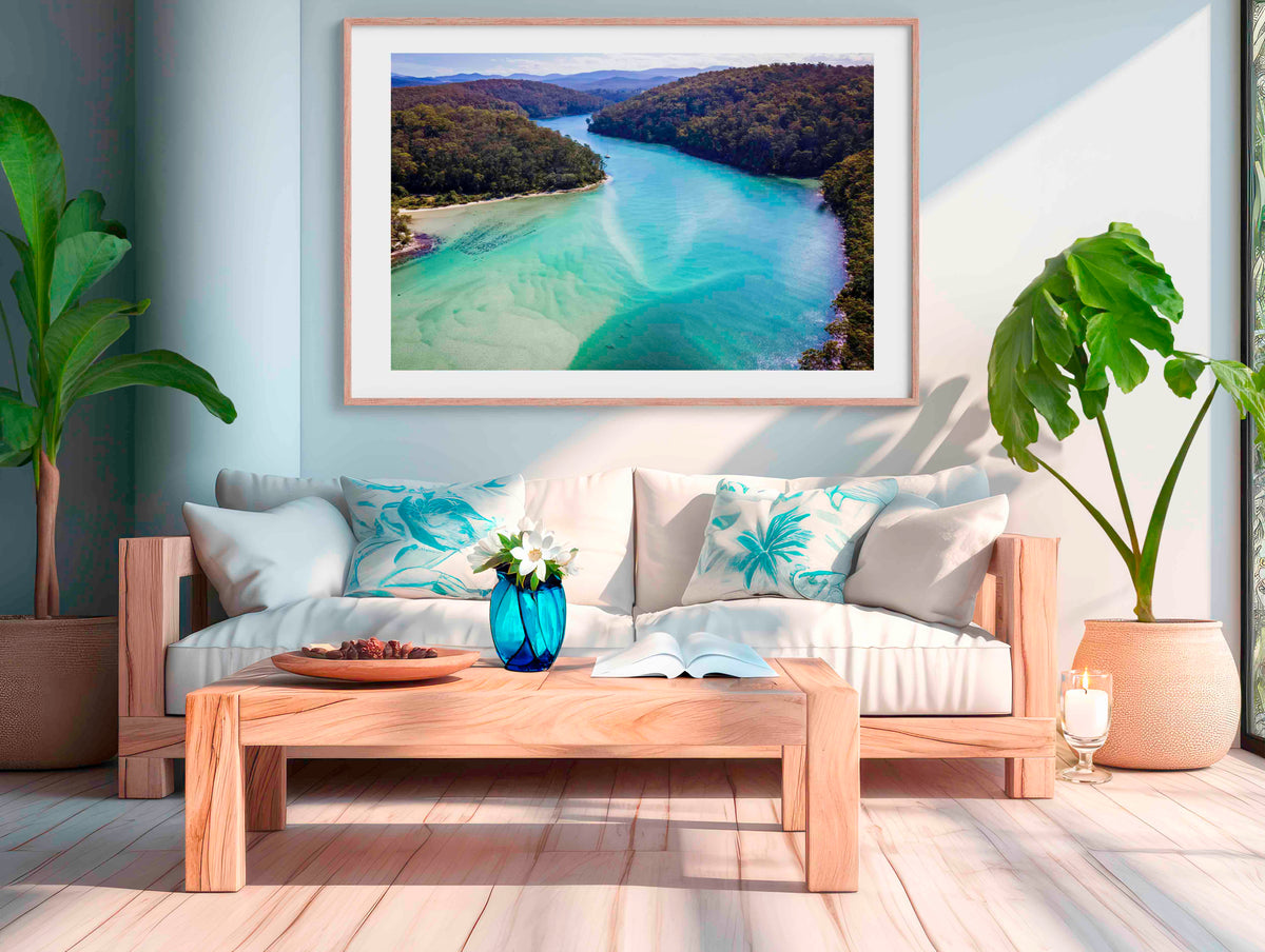 Pambula River aerial in timber frame