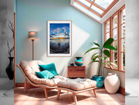 Eden Wharf Sunset in timber frame wall art