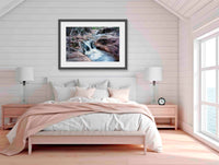 Biamanga Cultural Area wall art — waterfall and rainforest, Biamanga National Park NSW