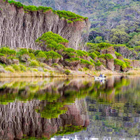 Fisherman at Bournda Lagoon print, quiet morning on kayak