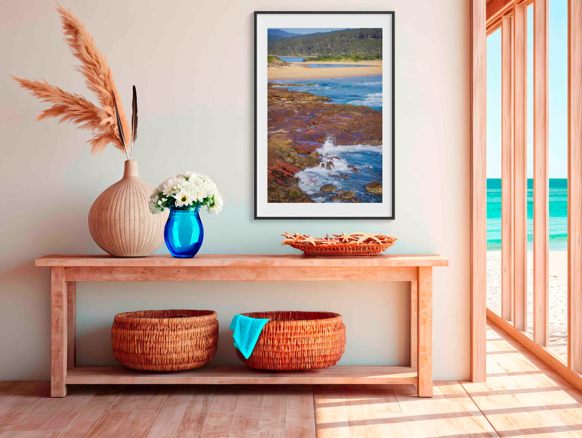 Short Point Merimbula in black frame wall art
