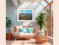 Merimbula township, lake and coastline from Boller Park, NSW Sapphire Coast — wall art