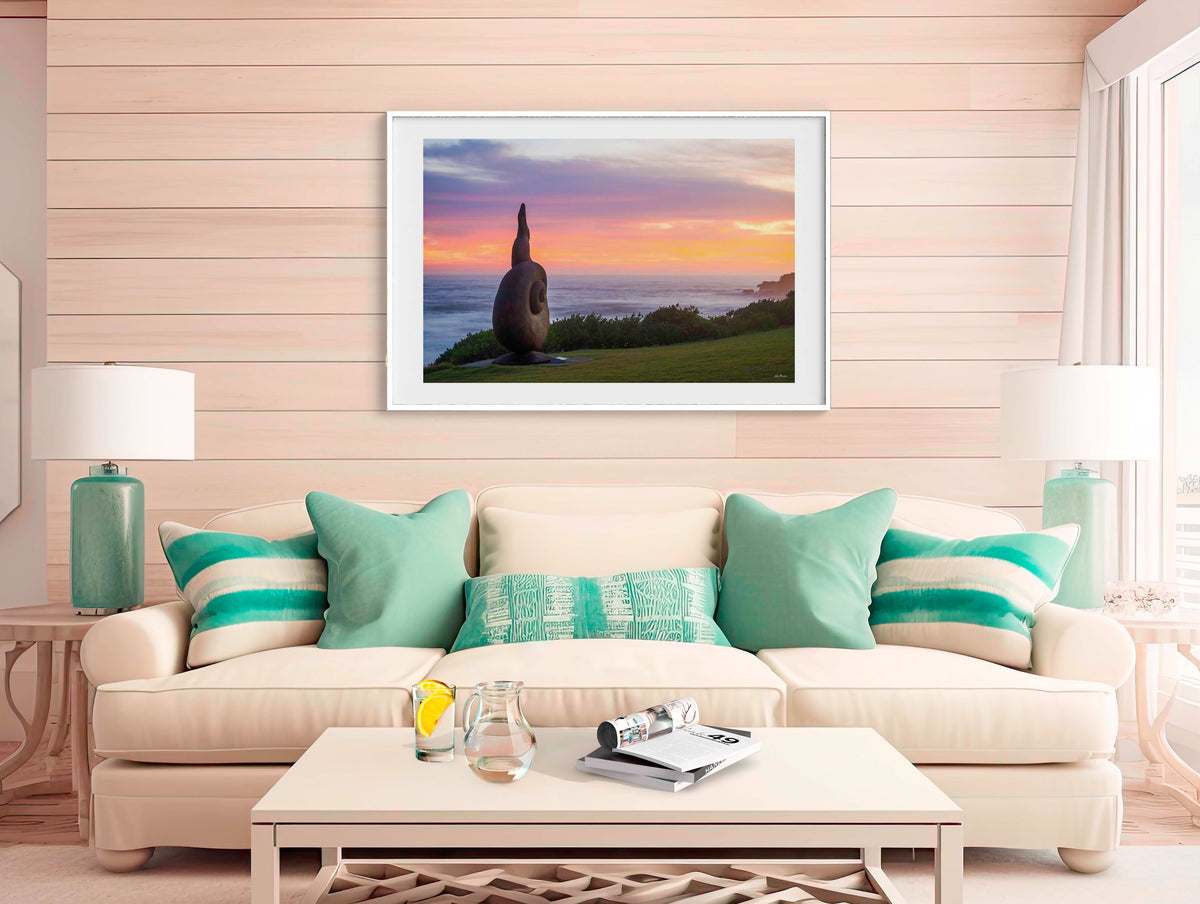 Short Point Sculpture Merimbula in white frame wall art