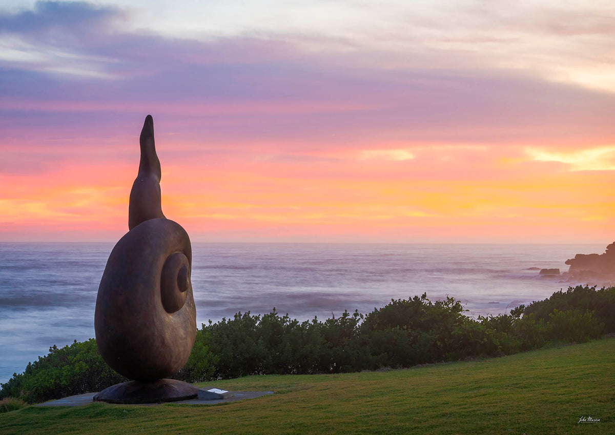 Short Point Tide Spiral sculpture print, dawn light over Tasman Sea