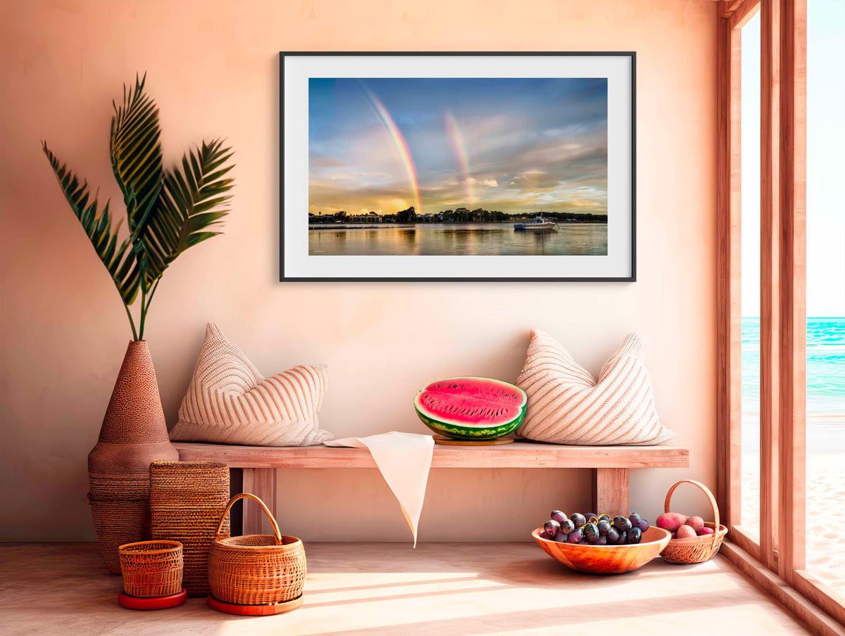 Rainbow Merimbula Lake in black frame