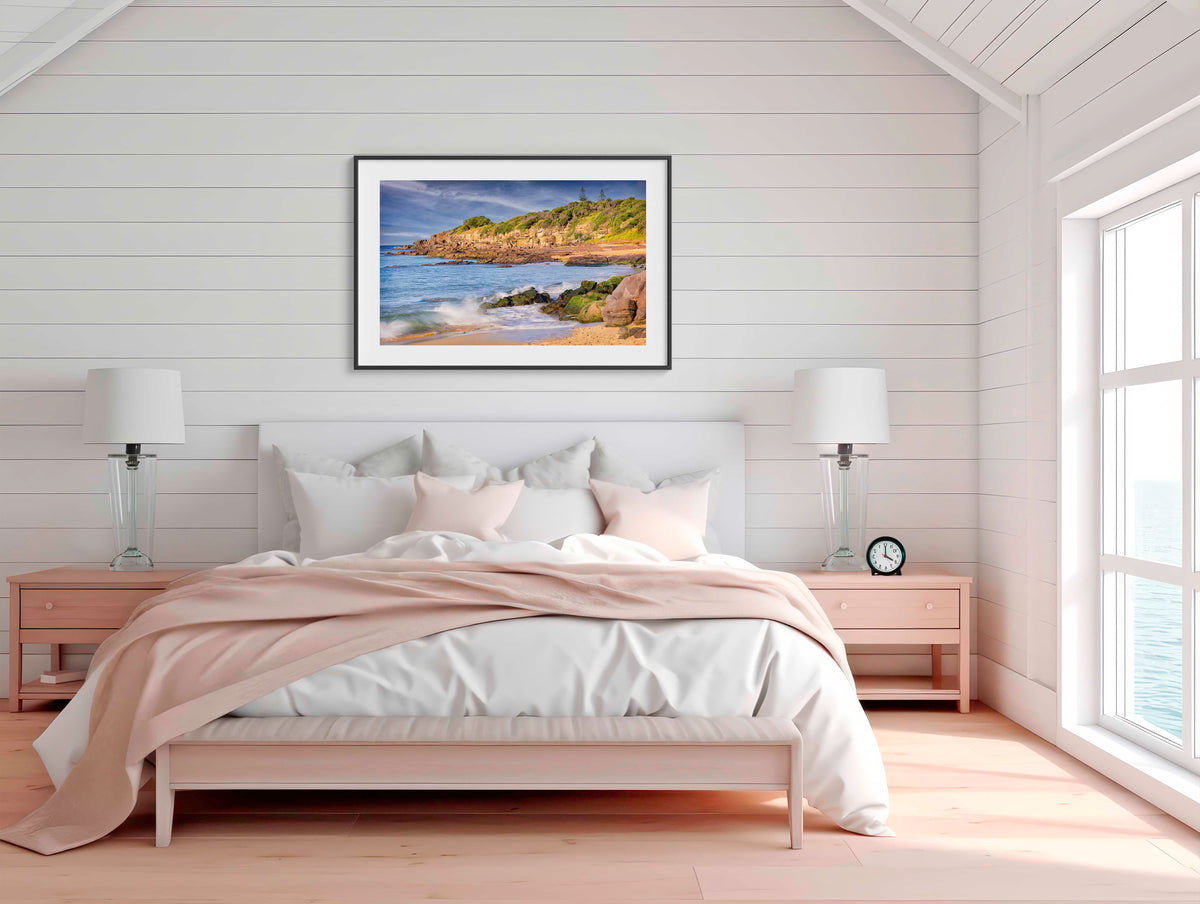 Short Point Merimbula in black frame wall art