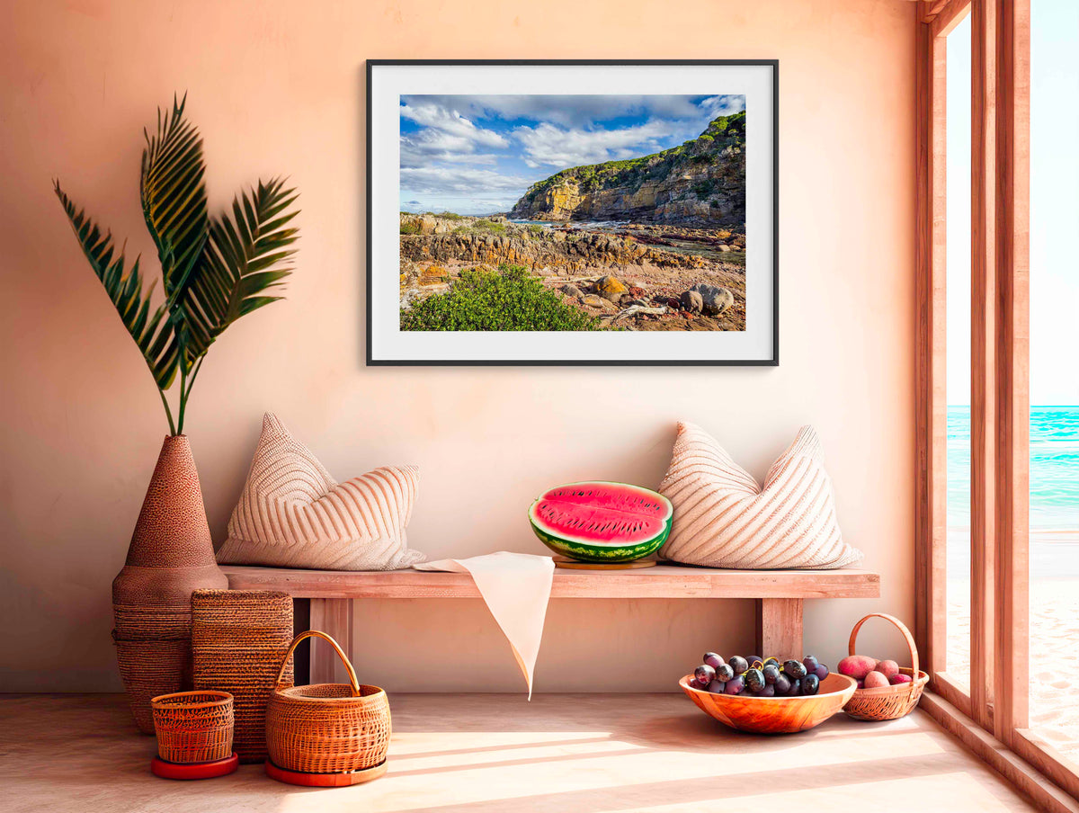 Lennards Island Pambula in black frame wall art