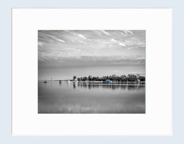 Mat print 16x20 — Mitchies Jetty B&W with splash of colour, Merimbula NSW