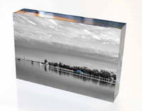 Acrylic block — Mitchies Jetty B&W with splash of colour, Merimbula NSW