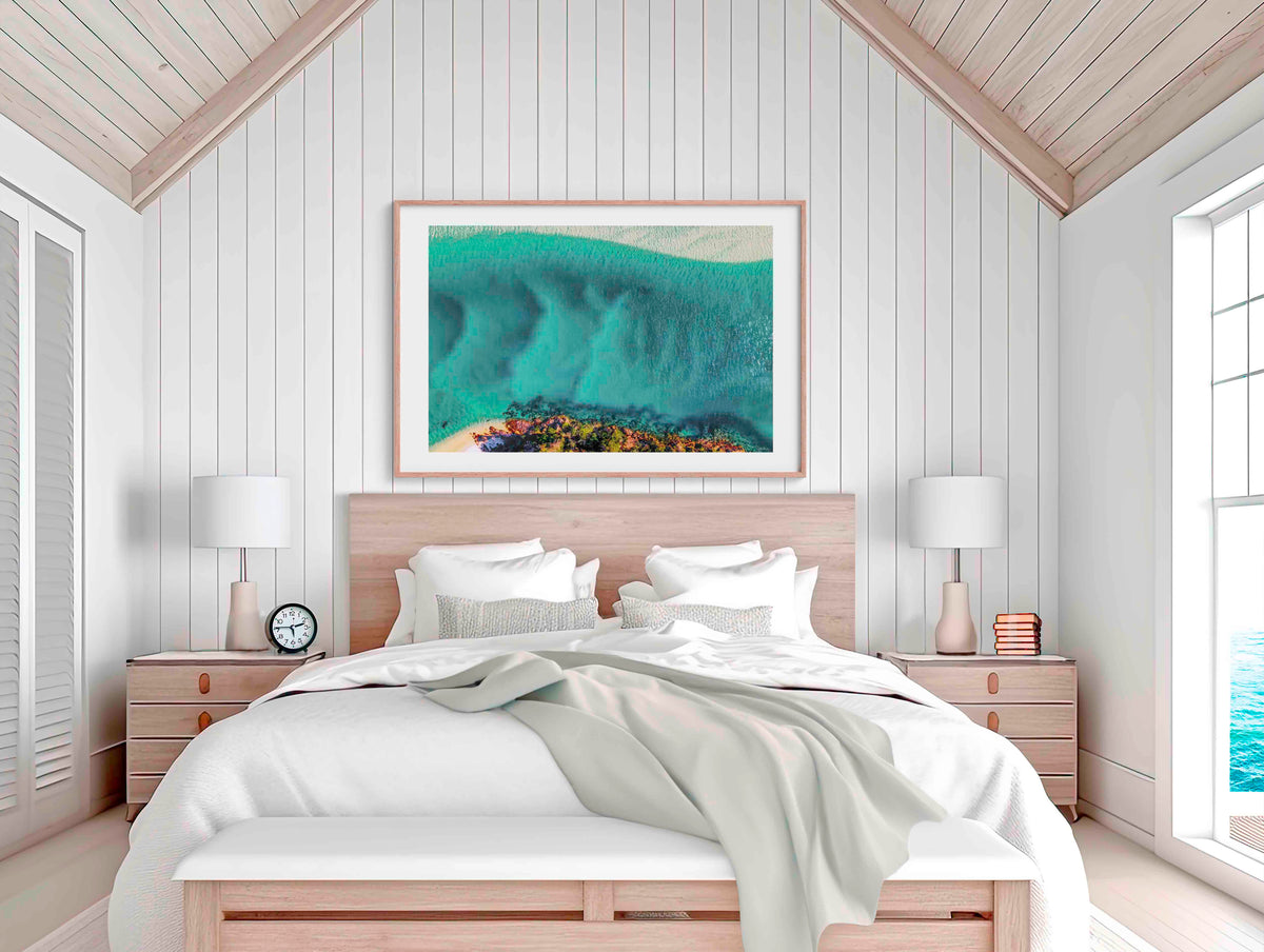 Pambula River Bird's Eye View wall art — aerial turquoise estuary, Beowa National Park NSW