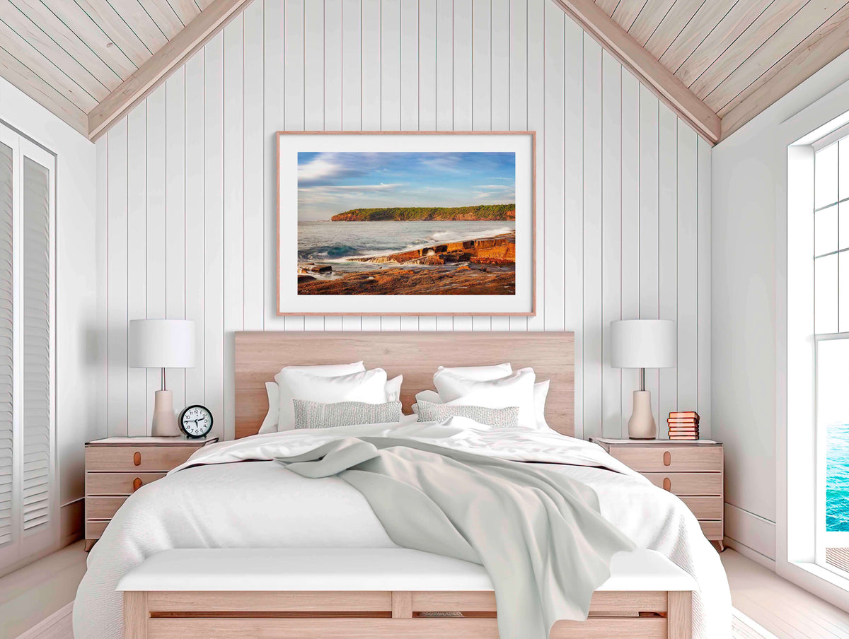Short Point Sunrise in timber frame wall art