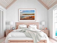 Short Point Sunrise in timber frame wall art