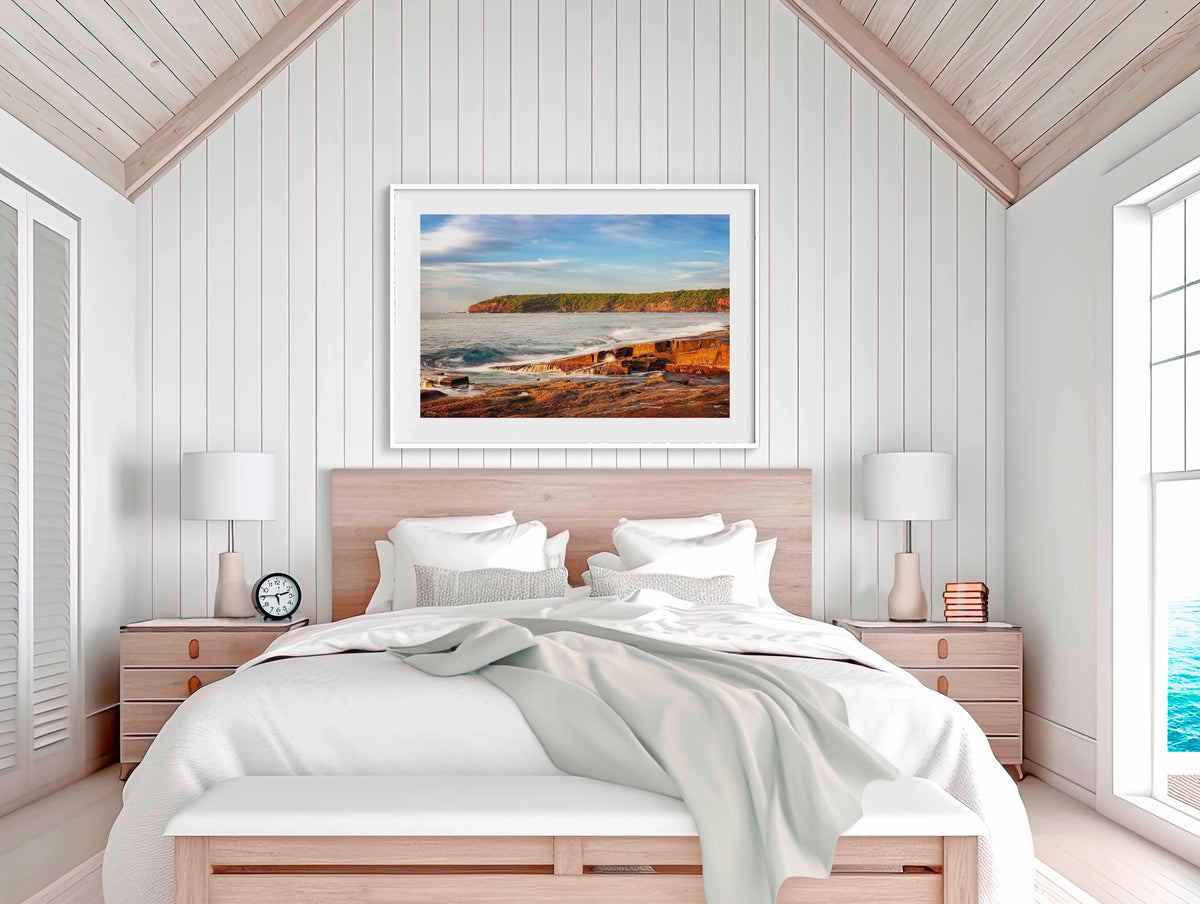Short Point Sunrise in white frame wall art